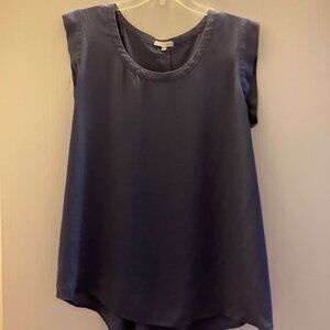 Pleione Round Neck Capped Sleeves Blouse